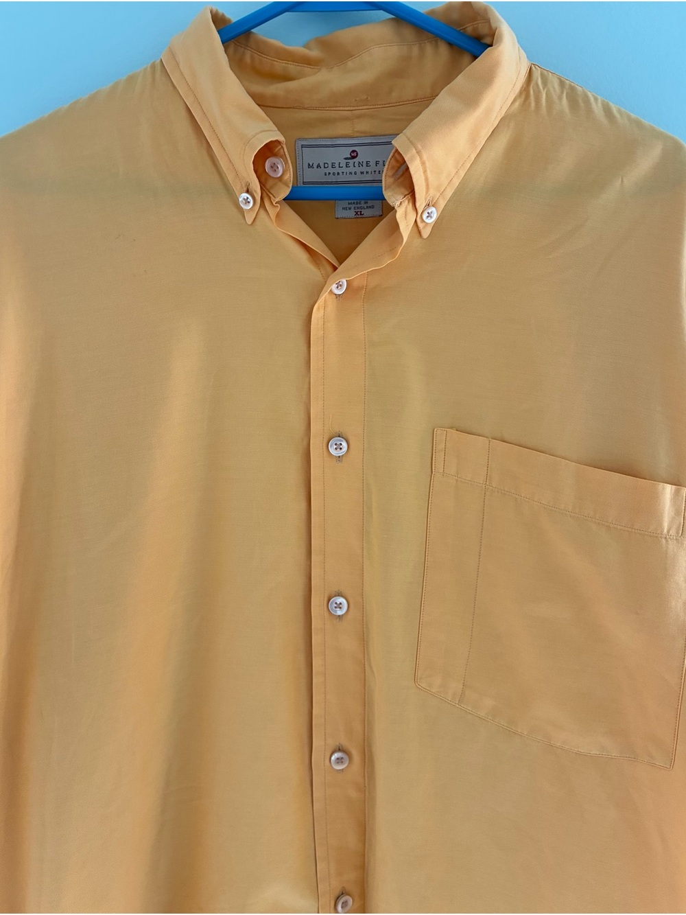 Madeleine Finn Men's Yellow Button-Down Casual Shirt 100% Cotton